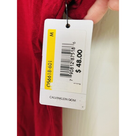 Calvin Klein Sleepwear Shirt S Red Short Sleeve V Neck Soft Comfy Pajama Top - Picture 4 of 8